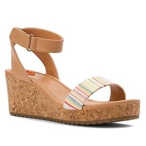 Rocket Dog Edda platform cork wedge rainbow strap